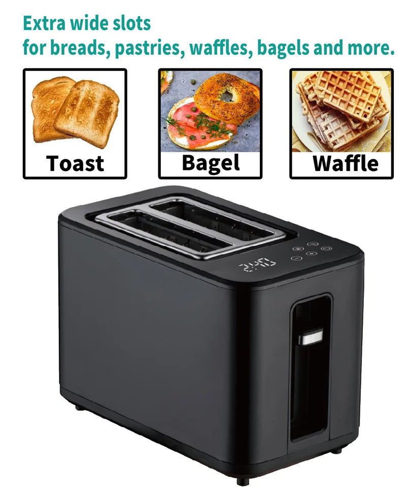 JMT-233738 Large White Toaster Oven with Touch Screen Timer for 2 Slices of Bread