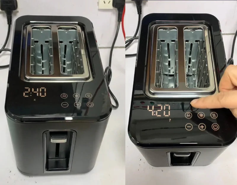 JMT-233738 Large White Toaster Oven with Touch Screen Timer for 2 Slices of Bread