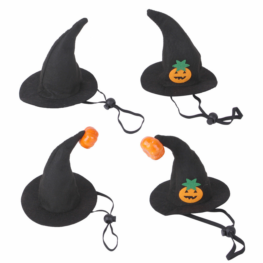 JMT-233738 Pumpkin Smiling Face Cat Halloween Hat - Woven Cloth Headgear for Pets