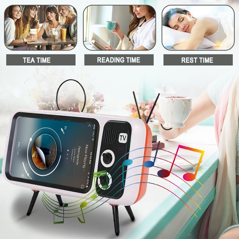 JMT-233930 Retro TV-Shaped Bluetooth Speaker with Hands-Free Calling and USB Charging, Portable Design for Outdoor and Home Use