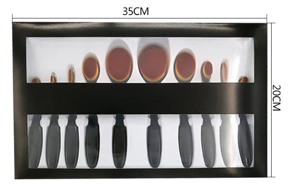 JMT-234058 10-Piece Soft Nylon Wool Makeup Brush Set with Genuine Leather Bag