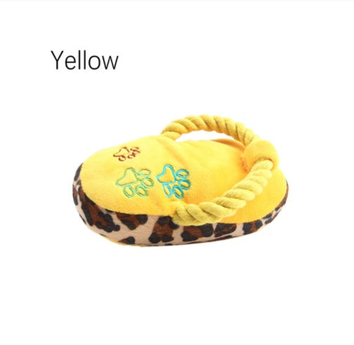 JMT-234058 Soft Plush Sounding Pet Slippers Toy in Blue, Pink, and Yellow