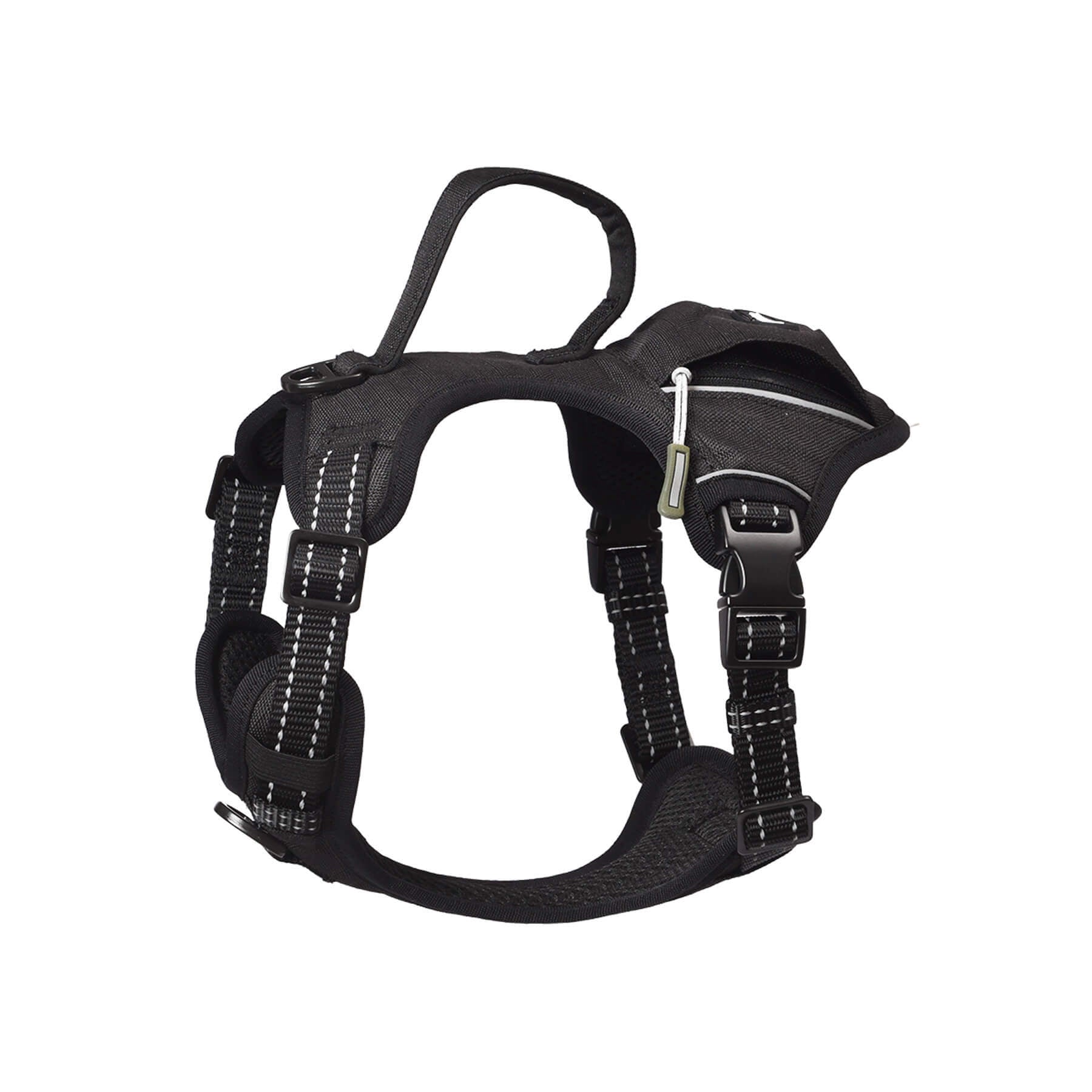JMT-234250 High-Performance Tactical Dog Harness with Built-in Poop Bag Holder and No-Pull Front Clip - Brown, Size S