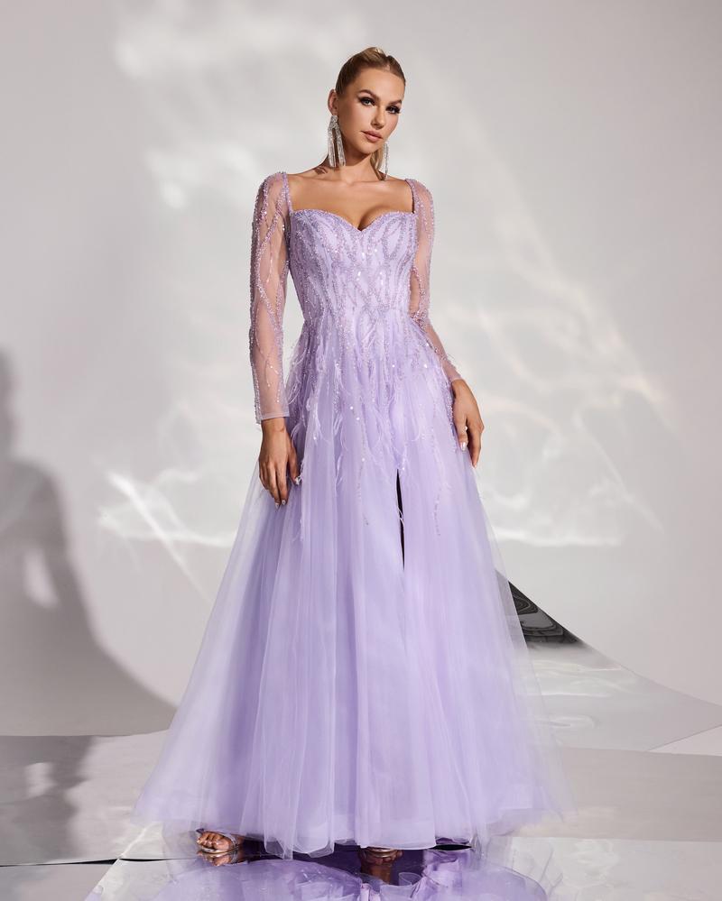 JMT-234314 Elegant Purple Evening Dress - Model SH0058 for Women