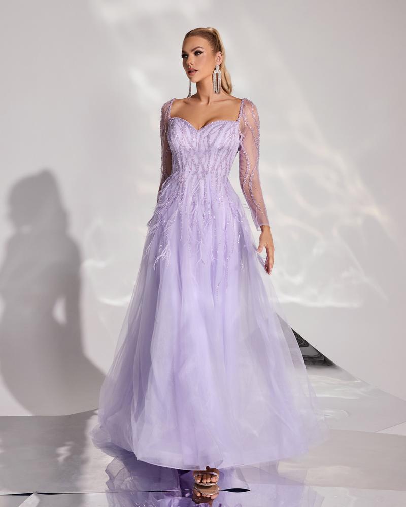 JMT-234314 Elegant Purple Evening Dress - Model SH0058 for Women