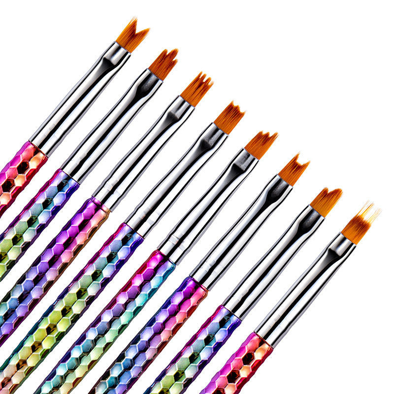 JMT-234378 8-Piece Nail Art Brush Set for Flower Designs - Gradient Petal Pens with Nylon Fiber Tips