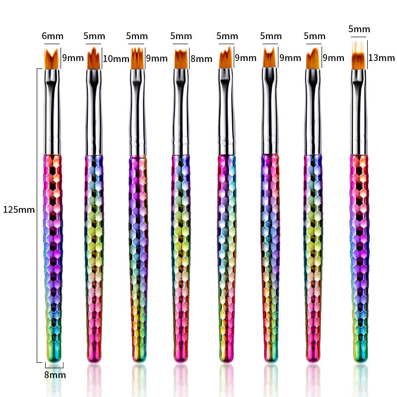 JMT-234378 8-Piece Nail Art Brush Set for Flower Designs - Gradient Petal Pens with Nylon Fiber Tips