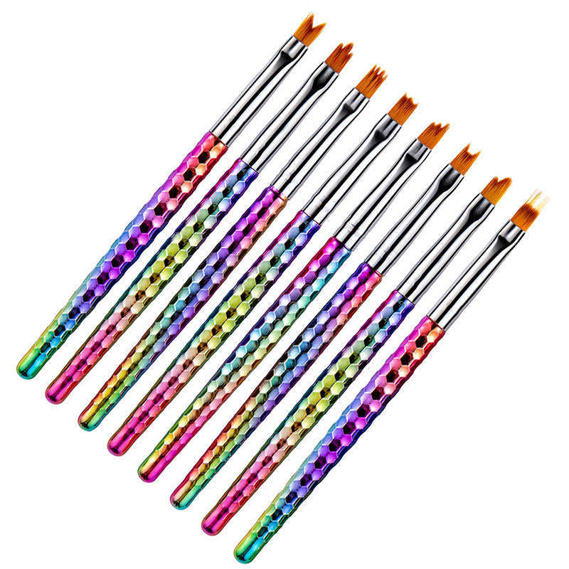 JMT-234378 8-Piece Nail Art Brush Set for Flower Designs - Gradient Petal Pens with Nylon Fiber Tips