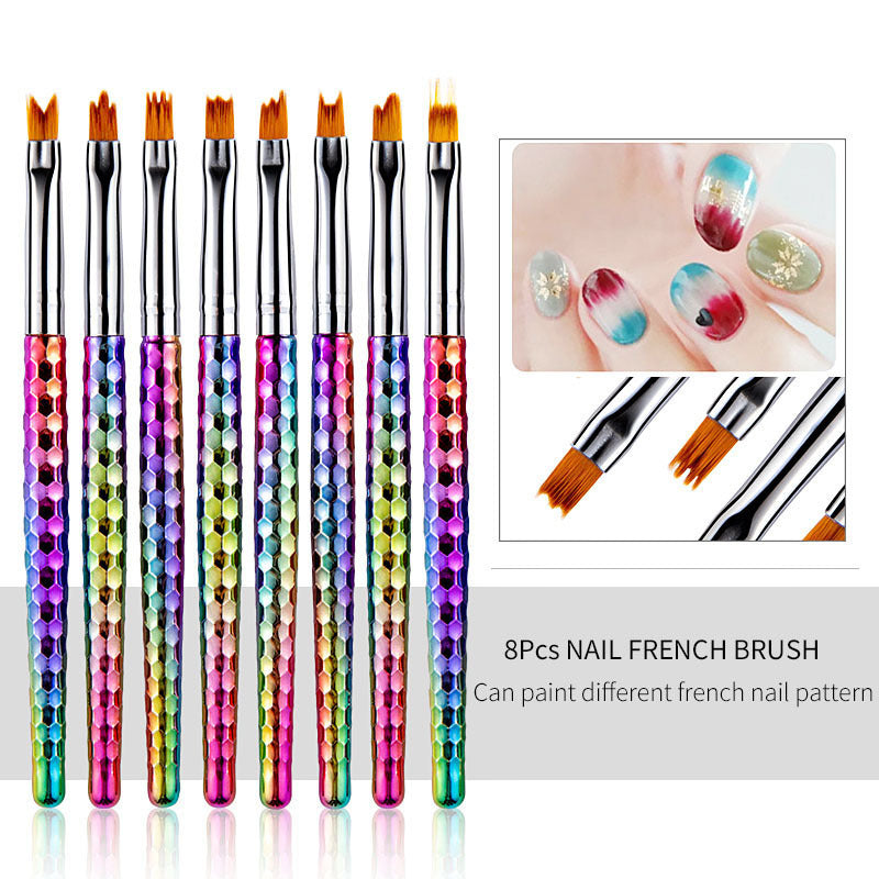 JMT-234378 8-Piece Nail Art Brush Set for Flower Designs - Gradient Petal Pens with Nylon Fiber Tips