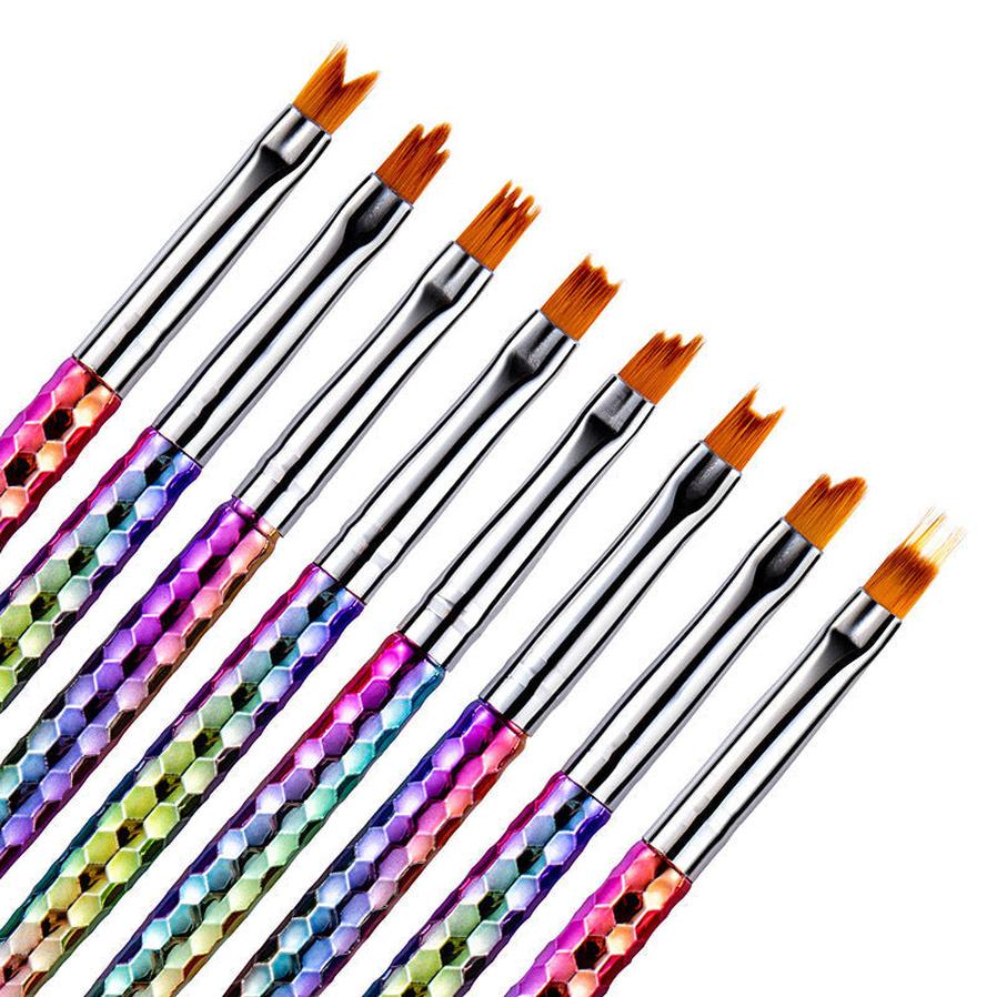 JMT-234378 8-Piece Nail Art Brush Set for Flower Designs - Gradient Petal Pens with Nylon Fiber Tips