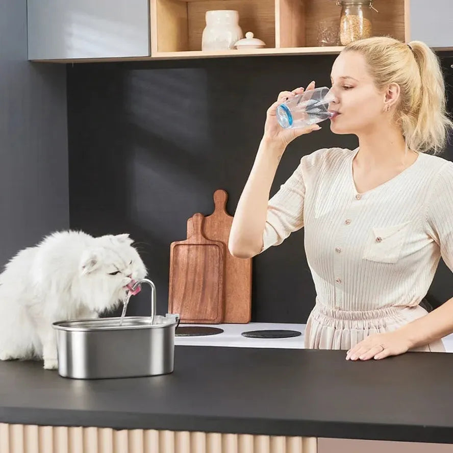 JMT-234442 Wireless Charging 3.2L Stainless Steel Pet Water Fountain for Cats and Dogs