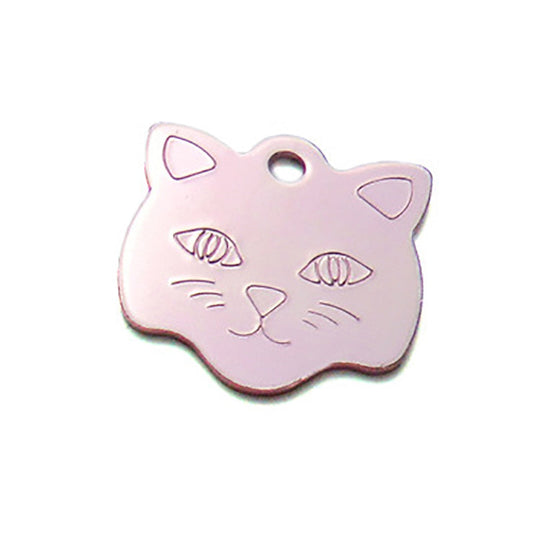 JMT-234890 Cat Head Aluminum Pet Tag for Dogs and Cats - 23x23mm Pet Jewelry