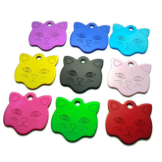 JMT-234890 Cat Head Aluminum Pet Tag for Dogs and Cats - 23x23mm Pet Jewelry