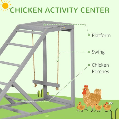 JMT-235210 PawHut Chicken Activity Game - Swing Set with Perch and Hen Ladder for Coop Enrichment