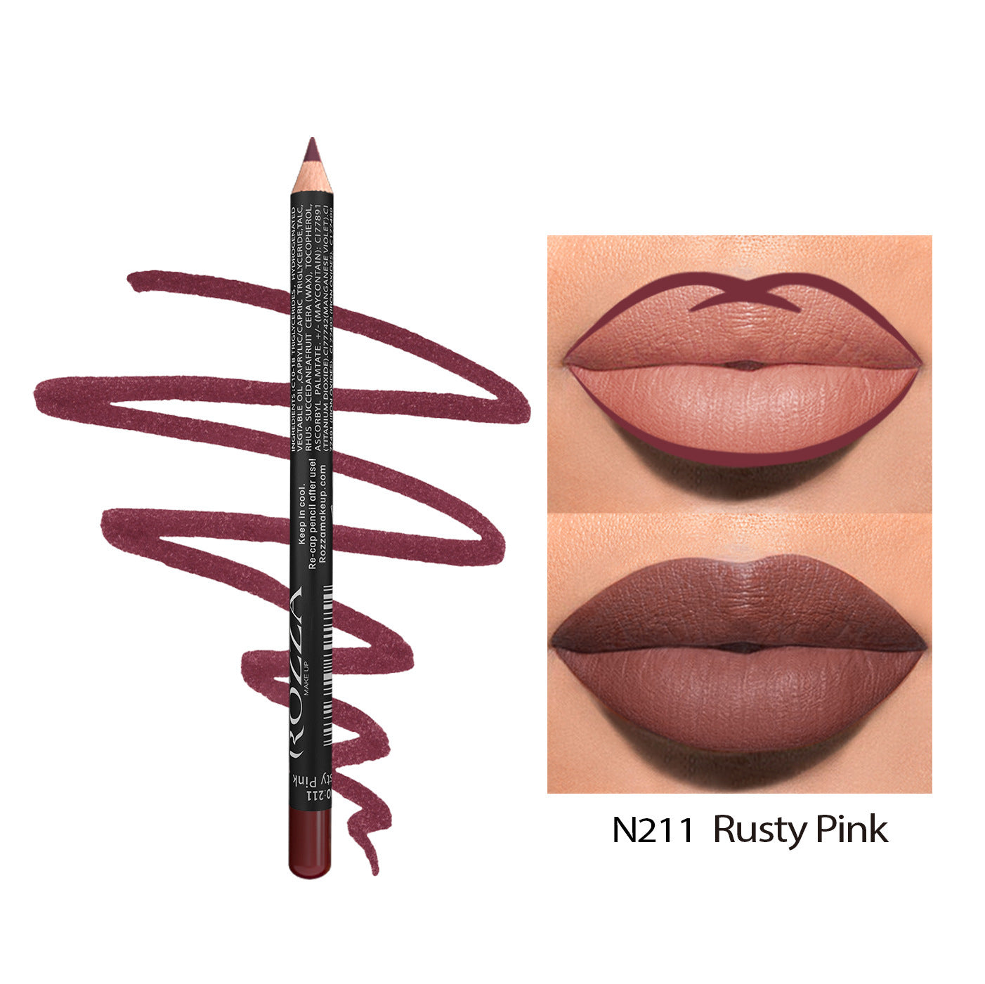 JMT-235338 Matte Finish Long-Lasting Wood Lip Liner - 24-Hour Water-Resistant Color