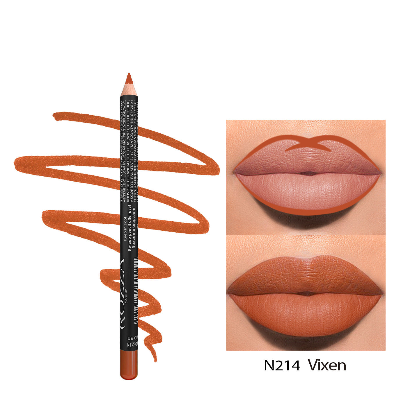JMT-235338 Matte Finish Long-Lasting Wood Lip Liner - 24-Hour Water-Resistant Color