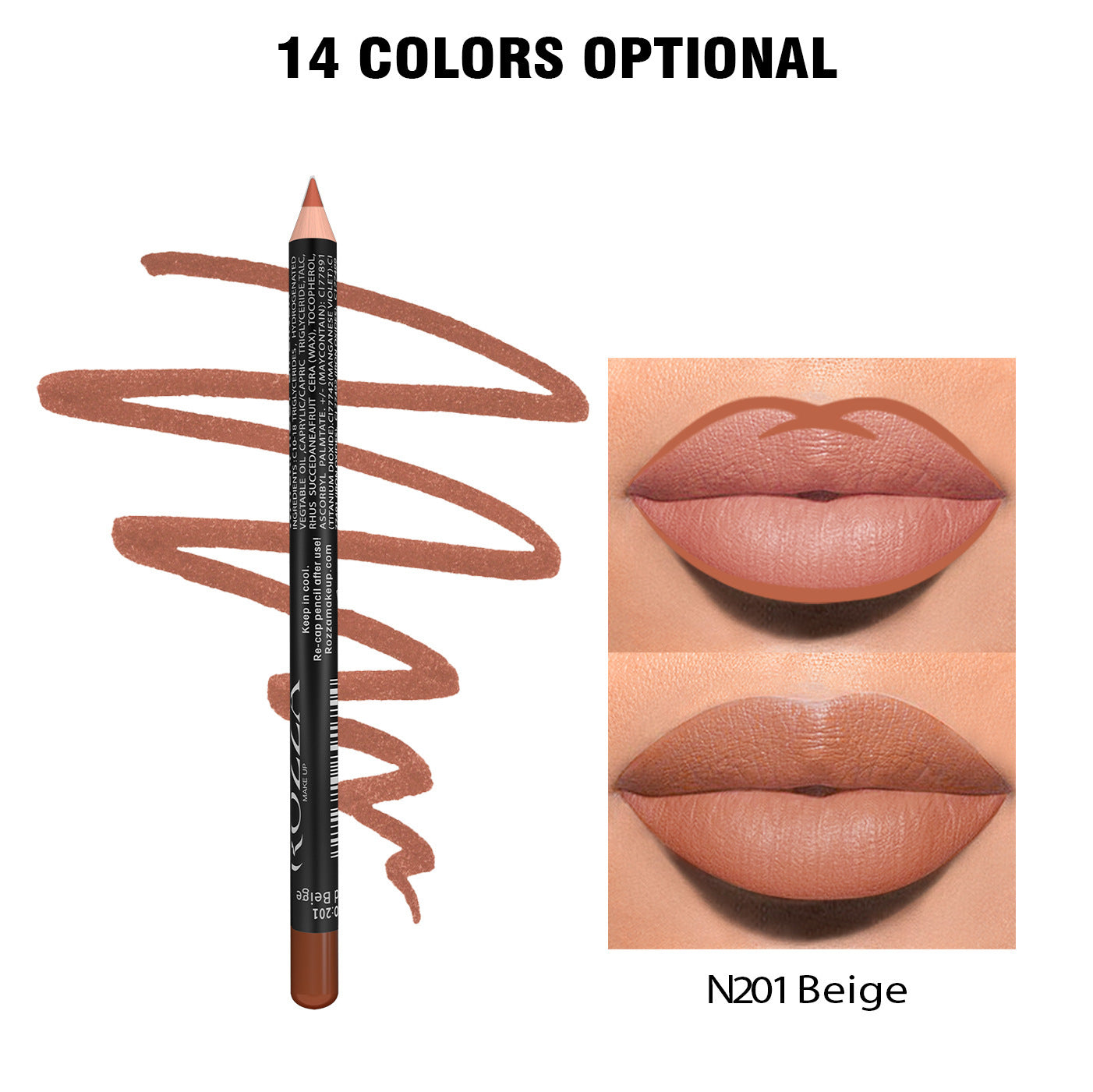 JMT-235338 Matte Finish Long-Lasting Wood Lip Liner - 24-Hour Water-Resistant Color