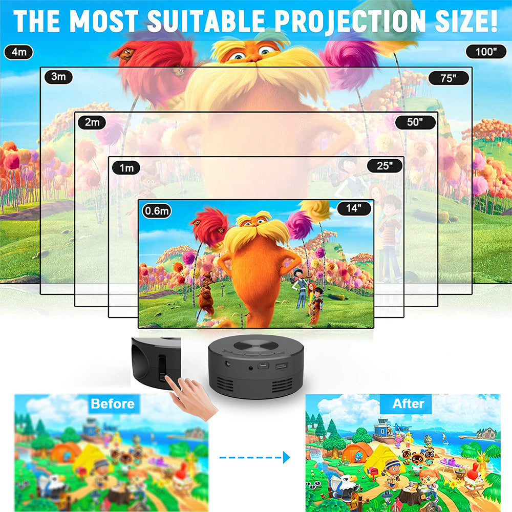 JMT-235402 Portable Low Noise LCD Mini Projector for Wireless Mobile Phone Screen Mirroring, Eco-friendly Design, and External Audio Support