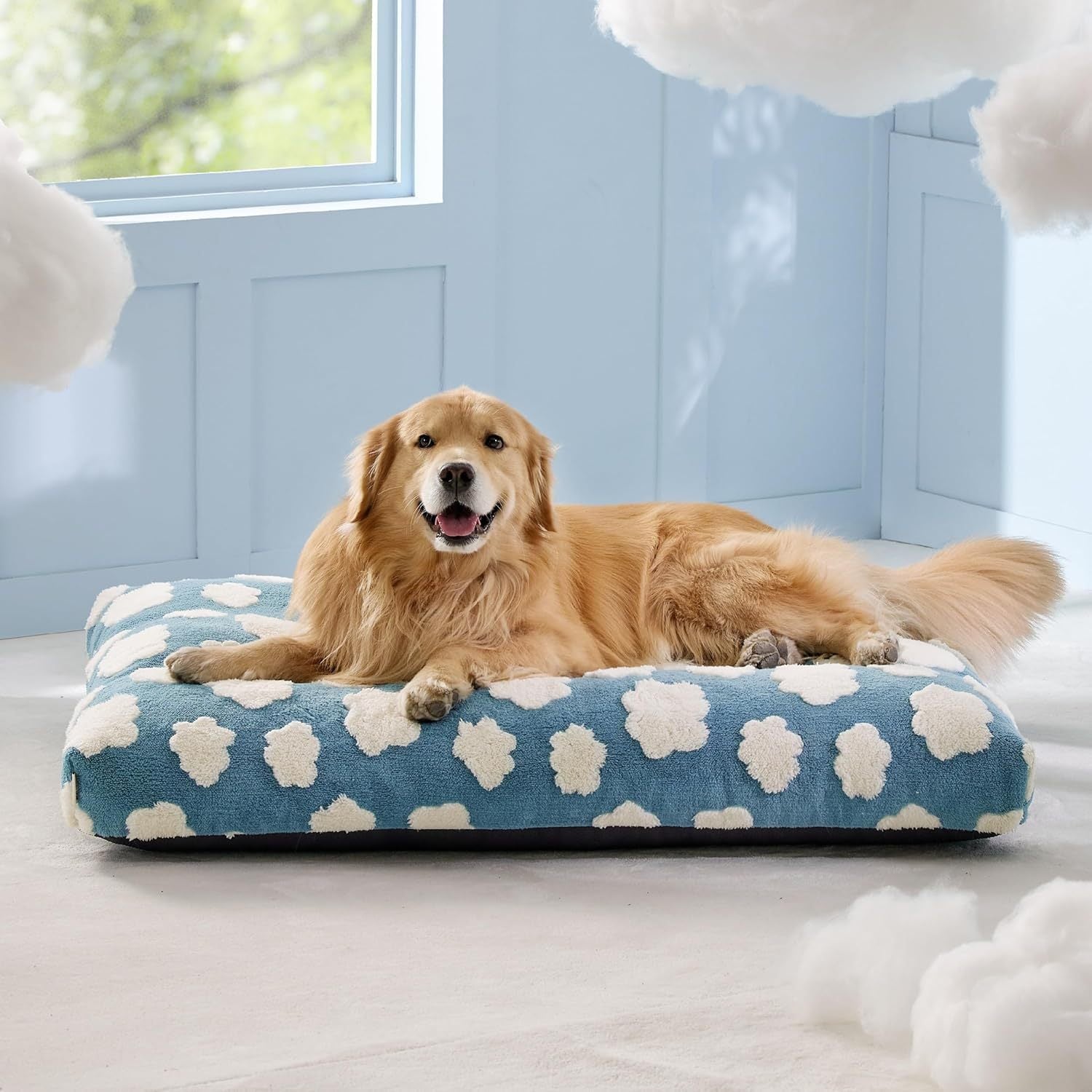 JMT-235530 Chic Large Dog Bed with Thick Shredded Foam and Removable Cover for Indoor and Outdoor Use