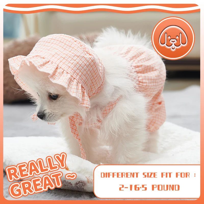 JMT-235850 Stylish Orange Jumpsuit for Dogs with Matching Hat - Ideal Summer Outfit for Puppies, Cats, Yorkies, and Chihuahuas