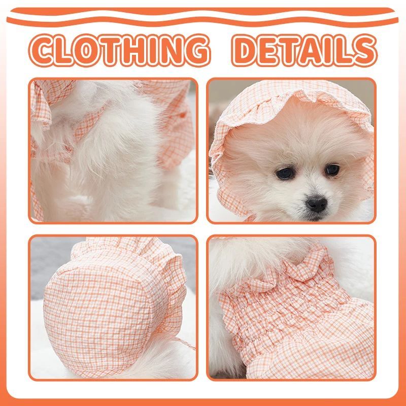 JMT-235850 Stylish Orange Jumpsuit for Dogs with Matching Hat - Ideal Summer Outfit for Puppies, Cats, Yorkies, and Chihuahuas