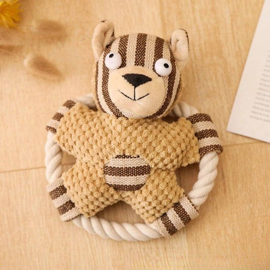 JMT-236042 Durable Cotton Rope Dog Toy for Teeth Cleaning and Training with Squeaker