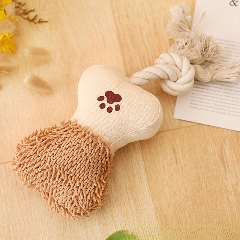 JMT-236042 Durable Cotton Rope Dog Toy for Teeth Cleaning and Training with Squeaker