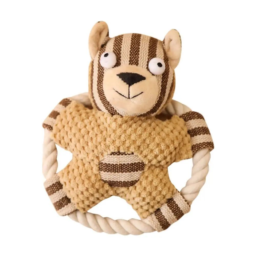 JMT-236042 Durable Cotton Rope Dog Toy for Teeth Cleaning and Training with Squeaker
