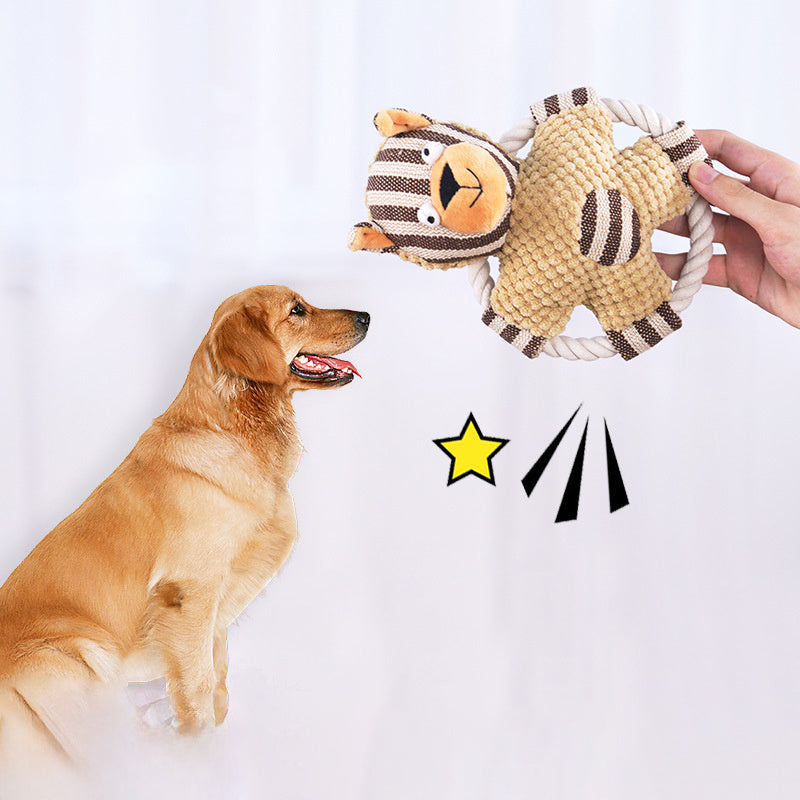 JMT-236042 Durable Cotton Rope Dog Toy for Teeth Cleaning and Training with Squeaker
