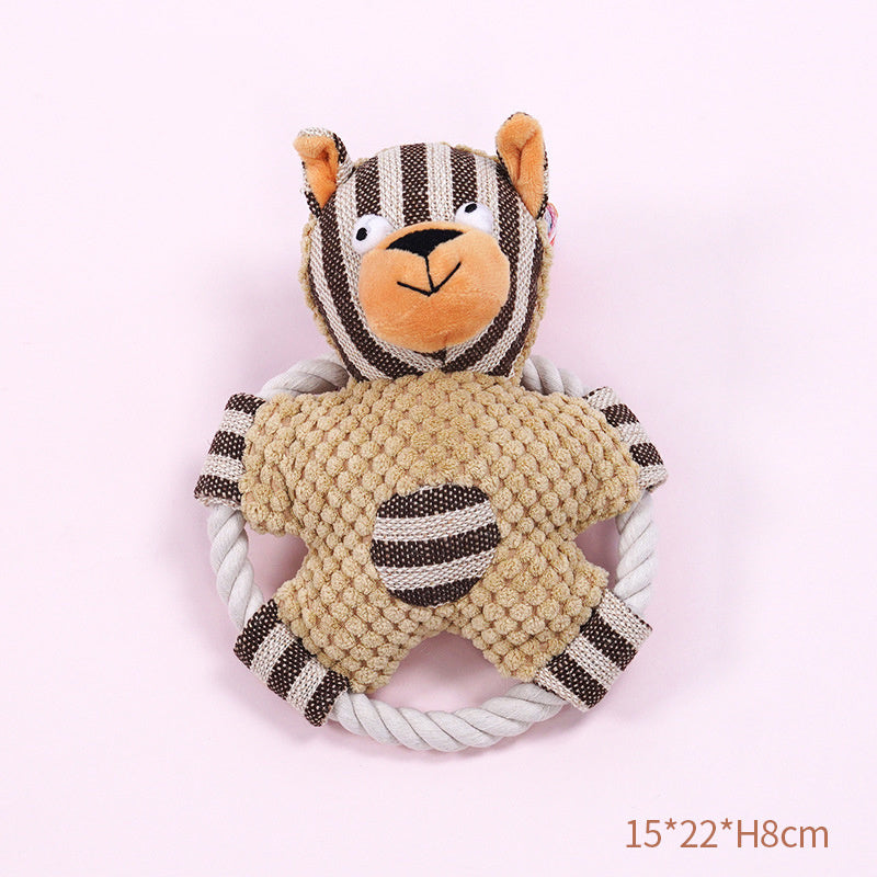 JMT-236042 Durable Cotton Rope Dog Toy for Teeth Cleaning and Training with Squeaker