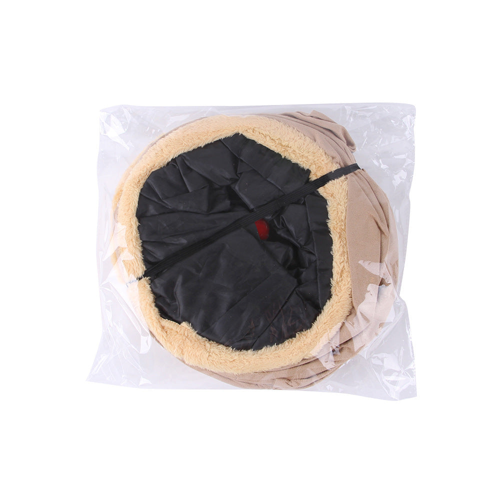 JMT-236234 Cat Tunnel Toy in Khaki and Gray Suede Material