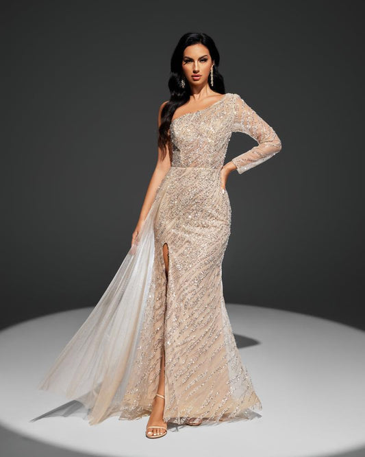 JMT-236618 Champagne-Coloured Women's Dress - Model SH0033