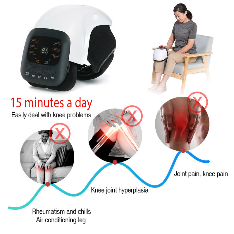 JMT-236618 Knee Massager with Vibration and Heat Therapy – Adjustable Temperature Control, White Knee Pad