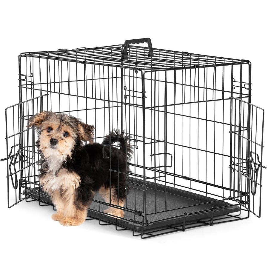 JMT-237386 Two-Door Dog Crate with Removable Plastic Tray, Multiple Sizes Available
