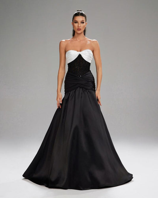JMT-237450 Elegant Black Evening Dress for Women - Sophisticated Style for Special Occasions