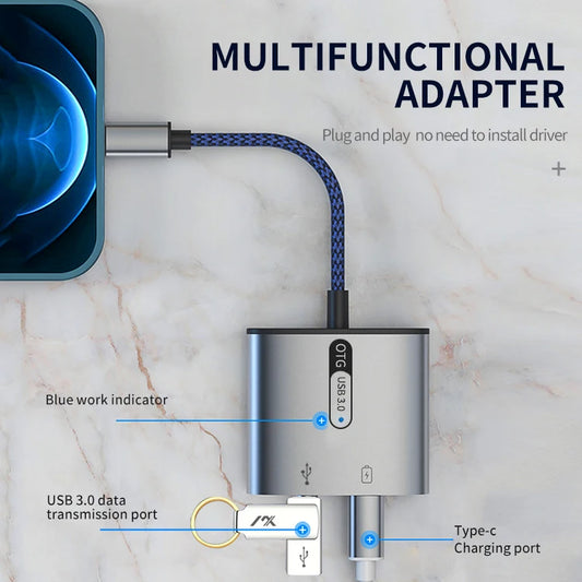 JMT-238026 USB-C OTG Adapter with Charging Port for Android Devices - 2 in 1 Converter Cable