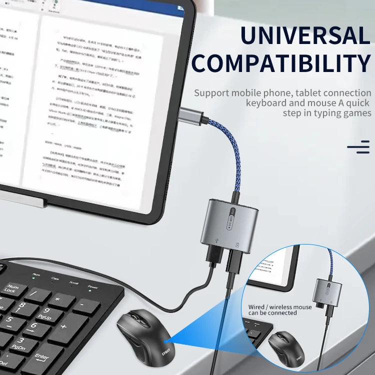 JMT-238026 USB-C OTG Adapter with Charging Port for Android Devices - 2 in 1 Converter Cable