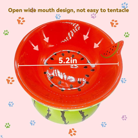 JMT-238346 Elevated Ceramic Cat Bowl with Tilted Design for Comfortable Feeding - Ideal for Cats and Small Dogs