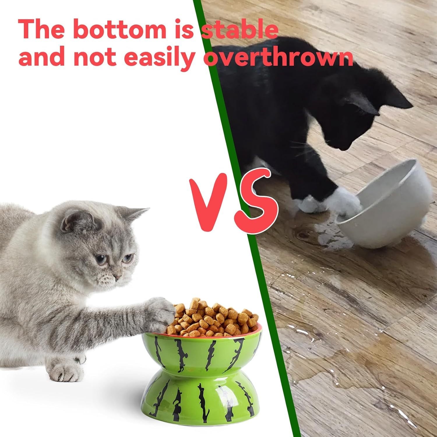 JMT-238346 Elevated Ceramic Cat Bowl with Tilted Design for Comfortable Feeding - Ideal for Cats and Small Dogs