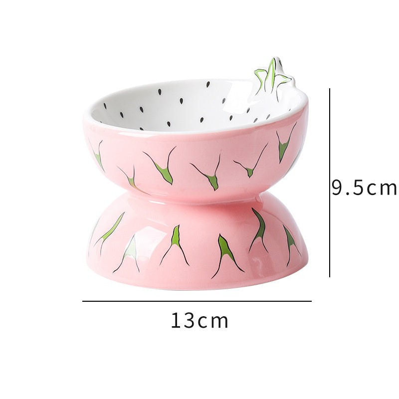 JMT-238346 Elevated Ceramic Cat Bowl with Tilted Design for Comfortable Feeding - Ideal for Cats and Small Dogs