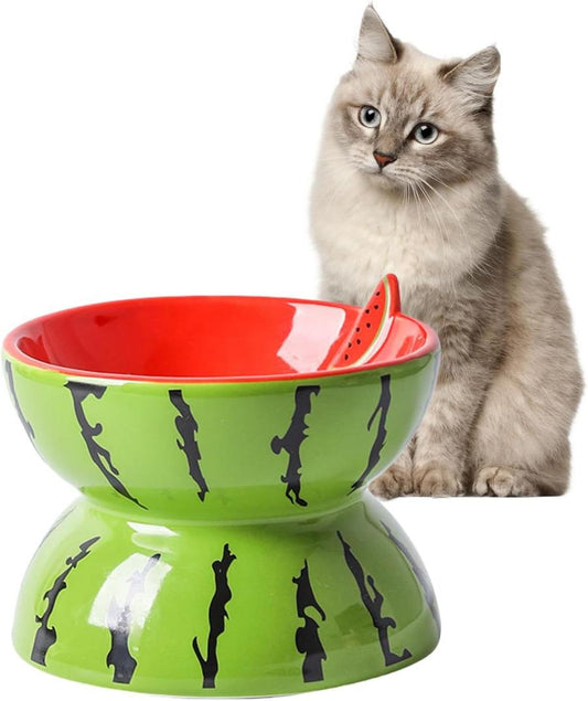 JMT-238346 Elevated Ceramic Cat Bowl with Tilted Design for Comfortable Feeding - Ideal for Cats and Small Dogs