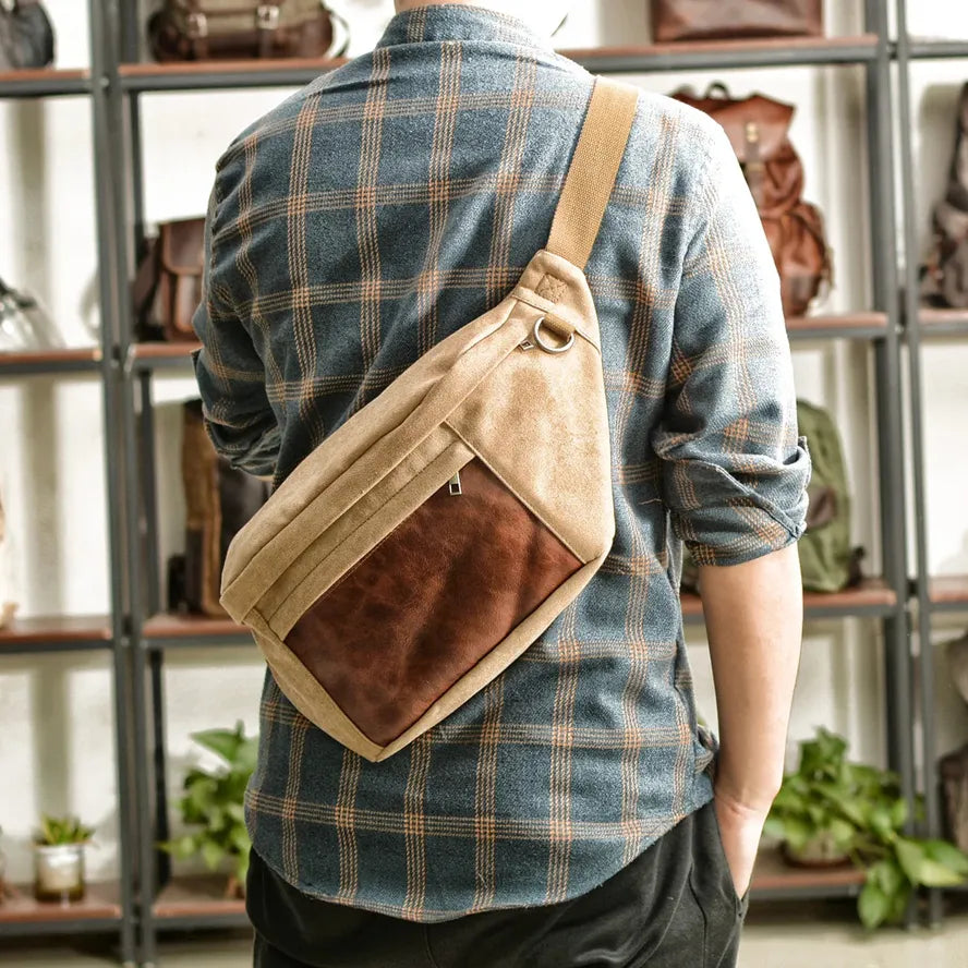 JMT-238410 Large Capacity Canvas Chest Bag for Outdoor Hiking and Sports