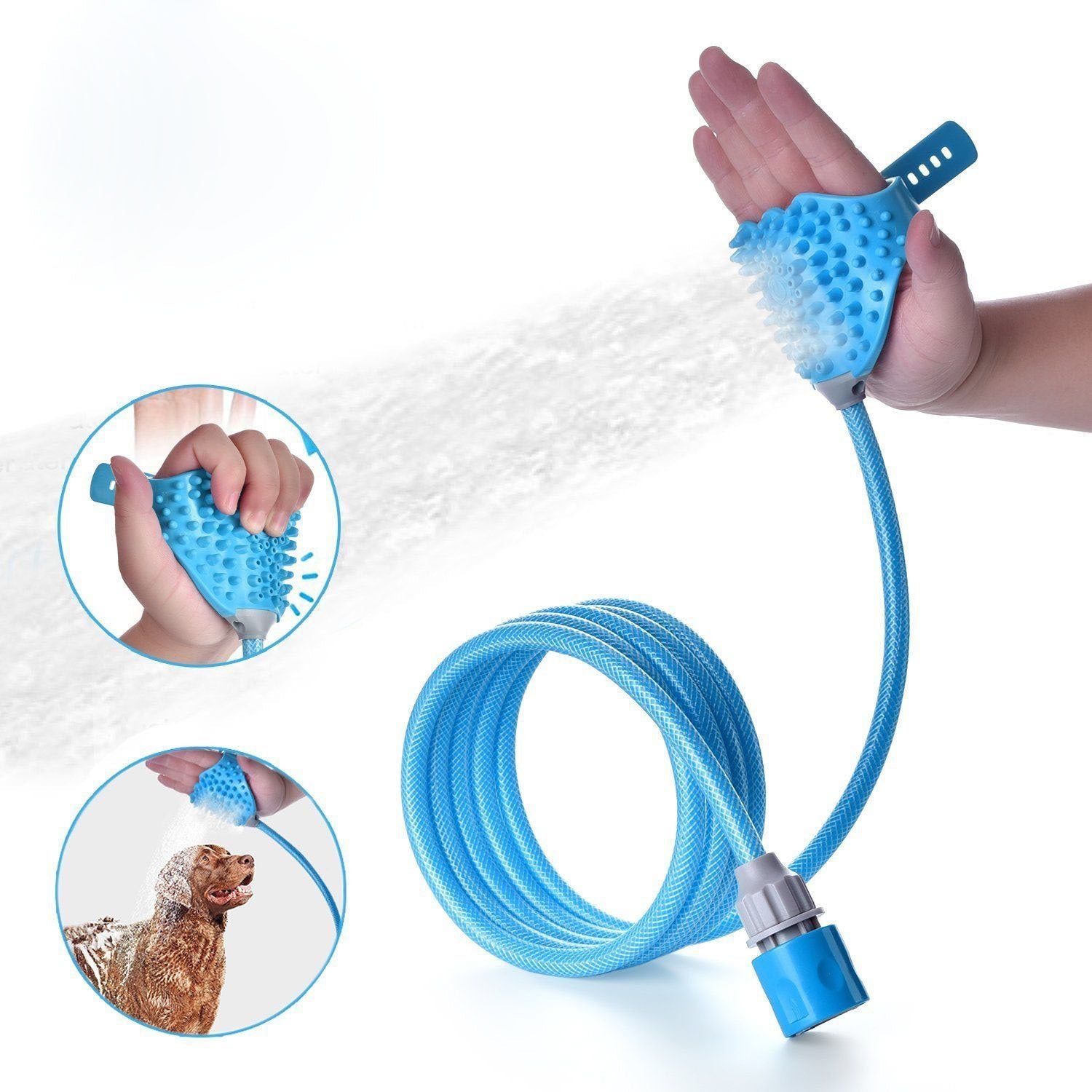 JMT-238602 Wearable Pet Bathing and Massage Gloves with Quick-Disconnect Hose and Adapters