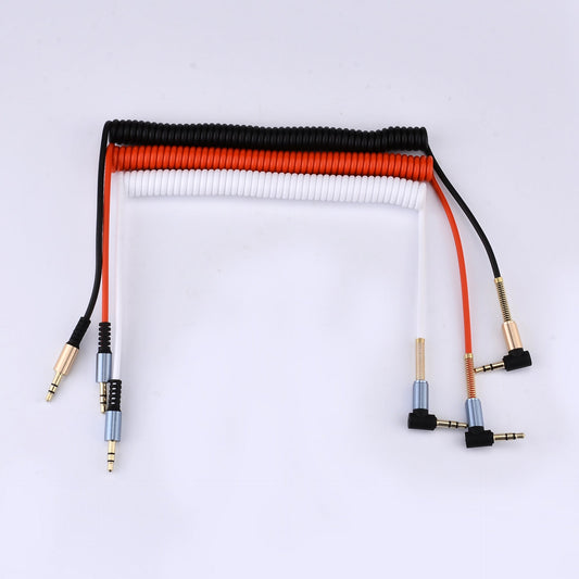 JMT-238858 Elbow 3.5mm Audio Cable - Gold-Plated, Copper Core, 1M Length (Black/White/Red)