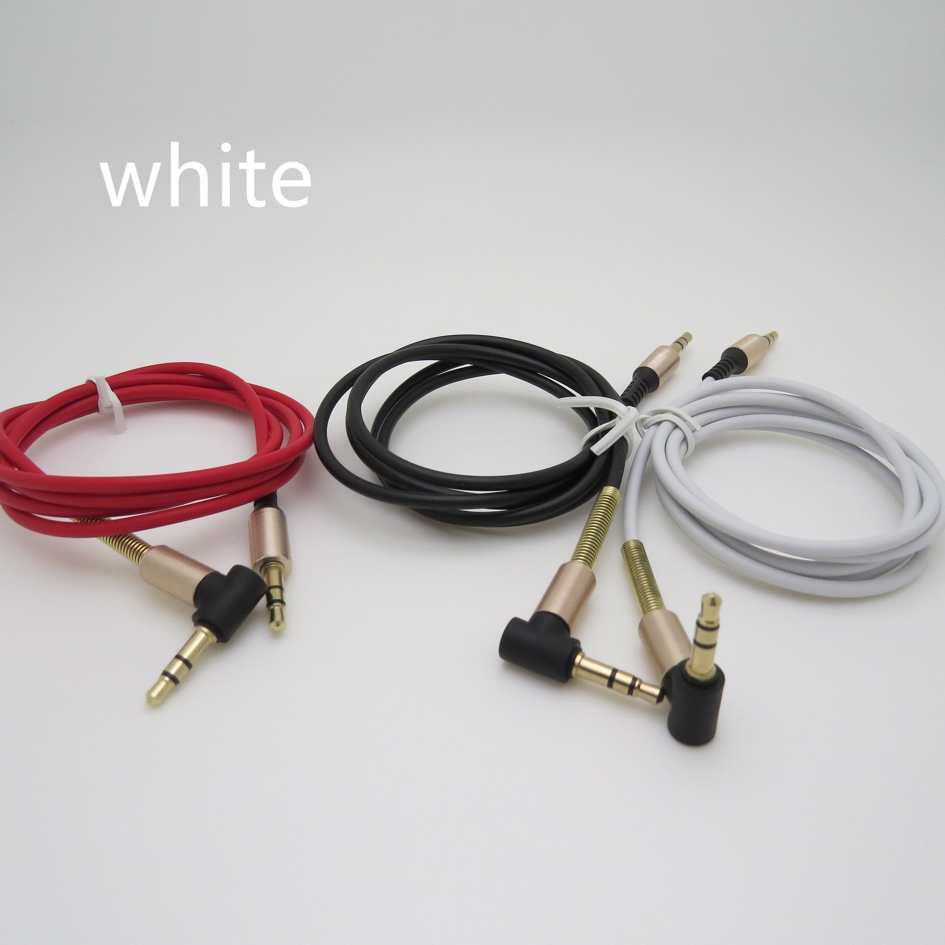 JMT-238858 Elbow 3.5mm Audio Cable - Gold-Plated, Copper Core, 1M Length (Black/White/Red)