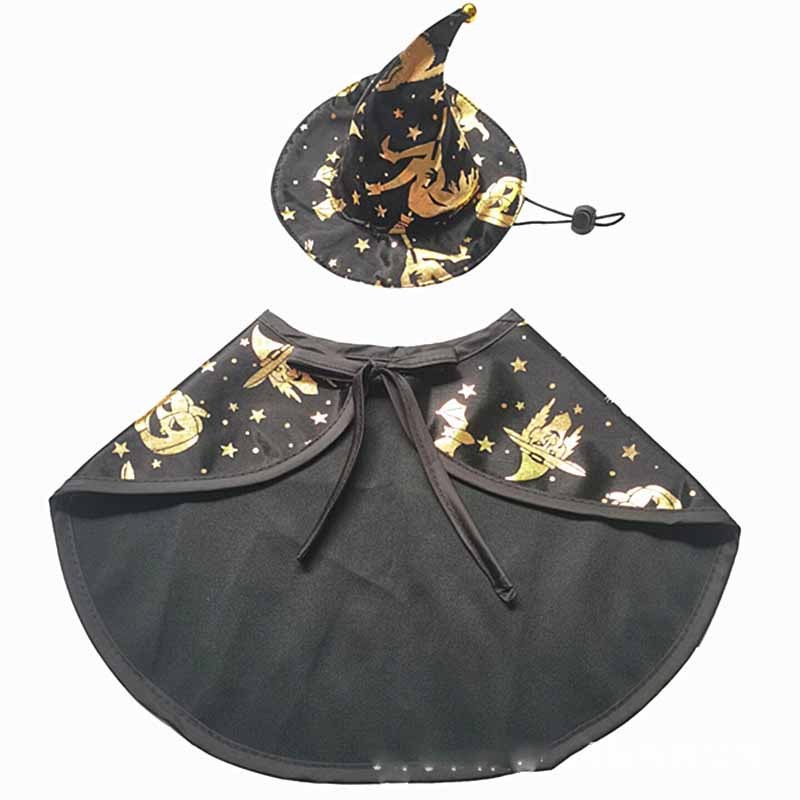 JMT-239306 Pet Halloween Wizard Cloak and Hat Set - Polyester Costume for Small to Large Pets