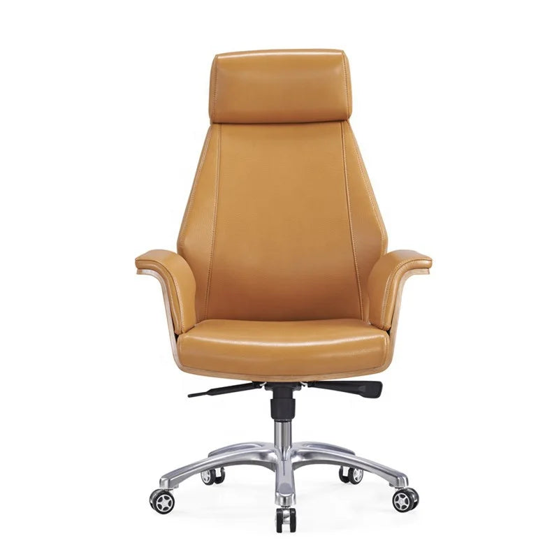 JMT-239434 Antique Style Black Wood Swivel Office Chair with PU Leather Seat and Casters - Model A15-01