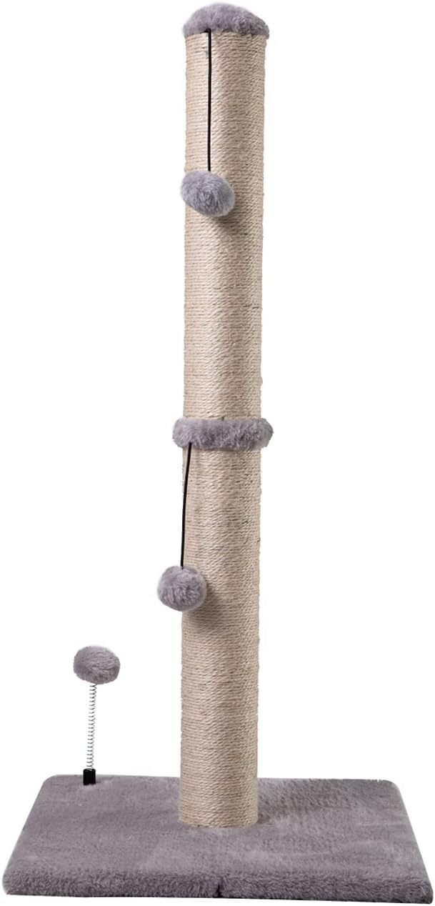 JMT-239498 Premium Sisal Cat Scratching Post with Hanging Ball for Kittens and Small Cats