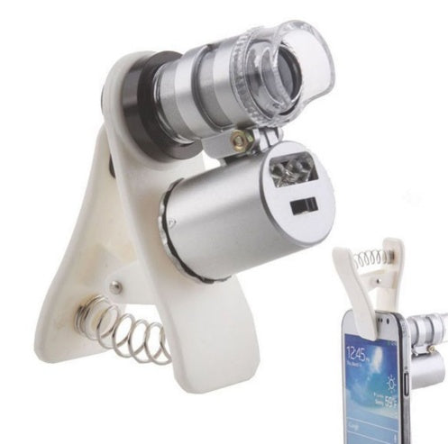 JMT-239690 60X Universal Mobile Phone Microscope Lens with LED Light and UV Currency Detector for iPhone Models