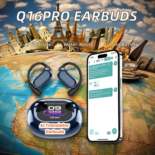 JMT-239690 A16 Pro Sport Earbuds with LCD Touch Screen and Long Battery Life, Semi-In-Ear and Open-Ear Design